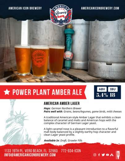 Power Plant Amber Ale Sell Sheet