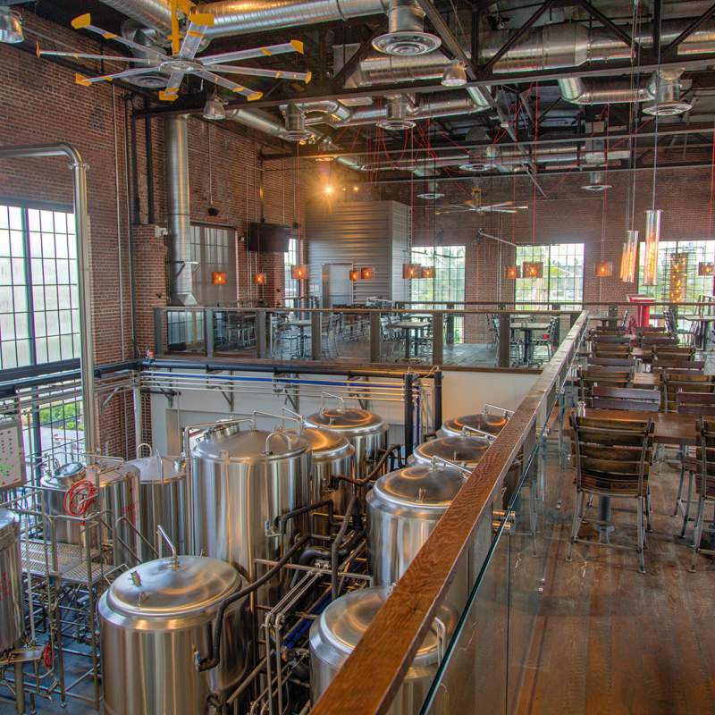 Mezzanine showing brewery tanks